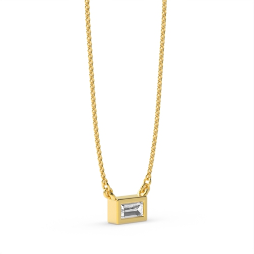 Bezel Setting Baguette Yellow Gold Gleam Pendant Necklaces