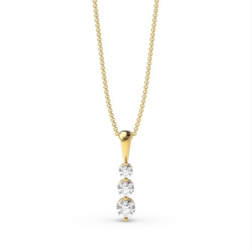 4 Prong Round Yellow Gold Journey Pendant Necklaces
