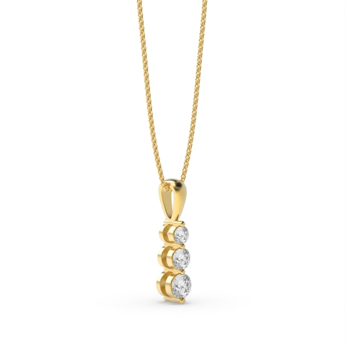4 Prong Round Yellow Gold Journey Pendant Necklaces
