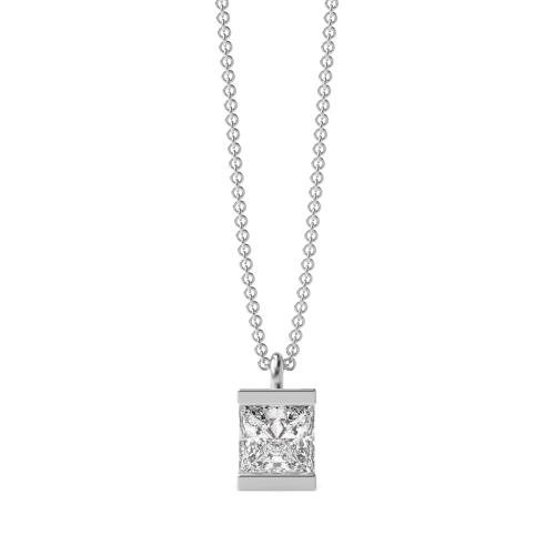 Channel Setting Princess Beam Pendant Necklaces