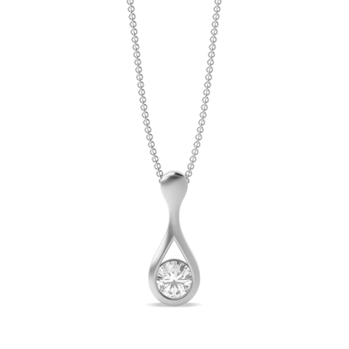 Channel Setting Round Solitaire Pendant Necklaces