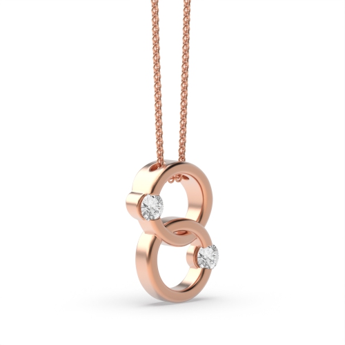 Channel Setting Round Rose Gold Circle Pendant Necklace