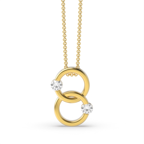 Channel Setting Round Yellow Gold Circle Pendant Necklaces