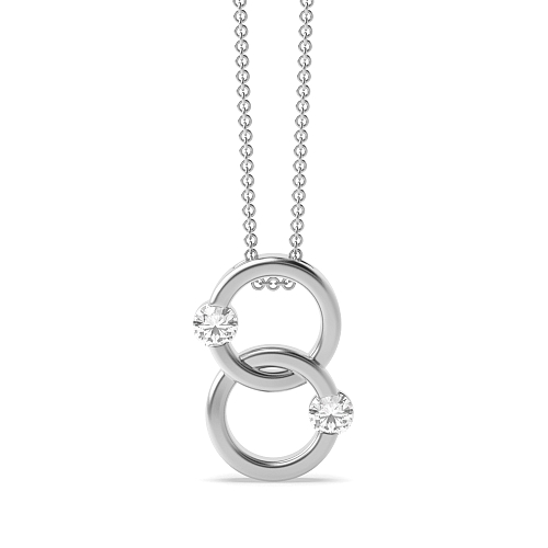 Channel Setting Round Double Circle Pendant Necklaces