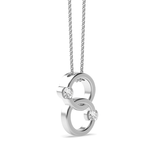 Channel Setting Round Double Circle Pendant Necklaces