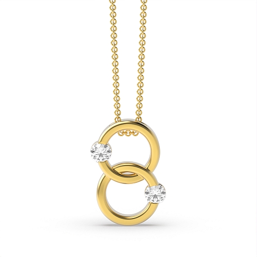 Channel Setting Round Yellow Gold Double Pendant Necklaces
