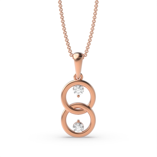 4 Prong Round Rose Gold Circle Pendant Necklaces
