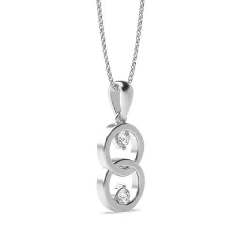 4 Prong Round Platinum Infinity Pendant Necklaces