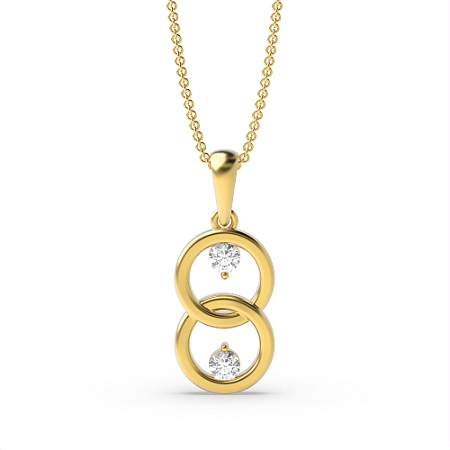 4 Prong Round Yellow Gold Infinity Pendant Necklaces