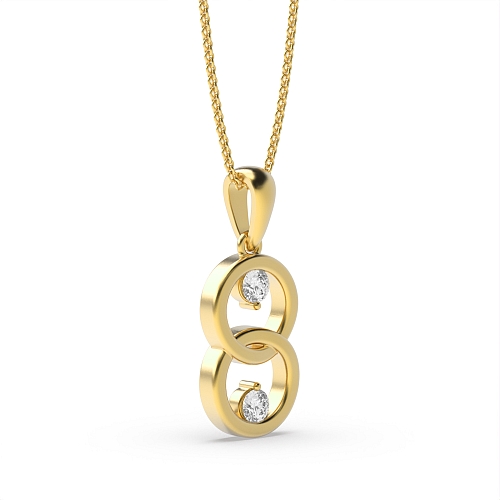 4 Prong Round Yellow Gold Infinity Pendant Necklaces