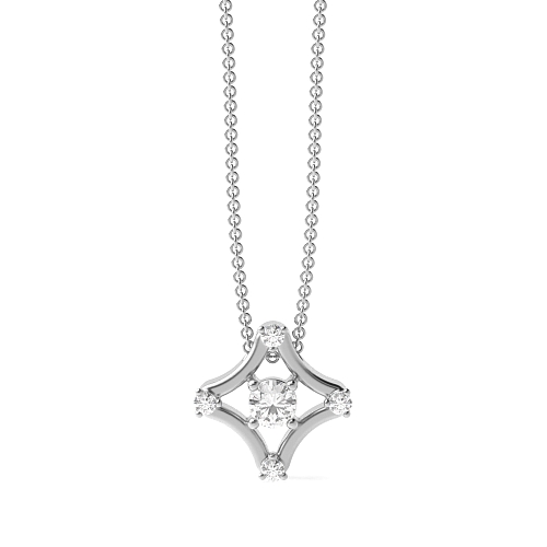 4 Prong Round Platinum Flash Designer Pendant Necklaces