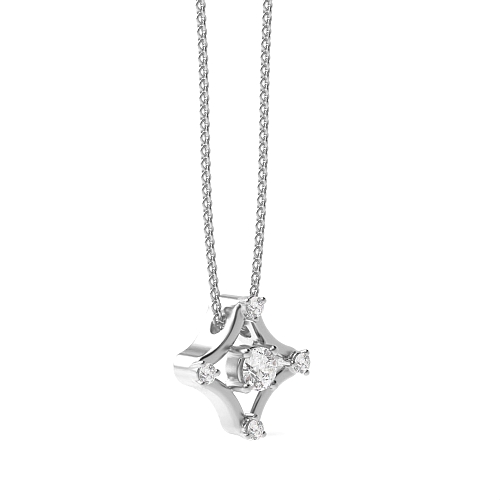 4 Prong Round Platinum Flash Designer Pendant Necklaces