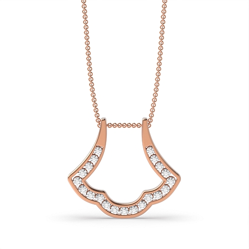 Channel Setting Round Rose Gold Glint Designer Pendant Necklaces