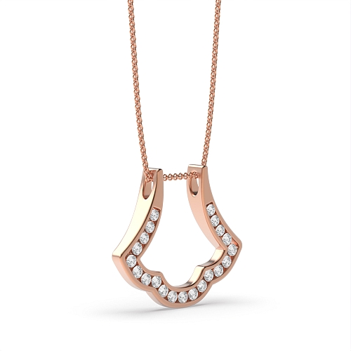 Channel Setting Round Rose Gold Glint Designer Pendant Necklaces