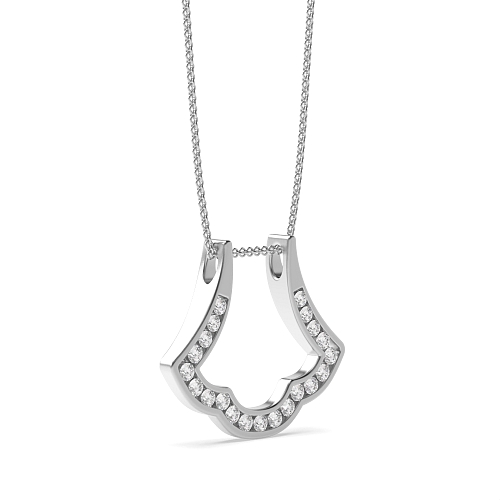 Channel Setting Round Platinum Glint Designer Pendant Necklaces