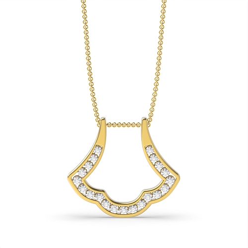 Channel Setting Round Yellow Gold Glint Designer Pendant Necklaces