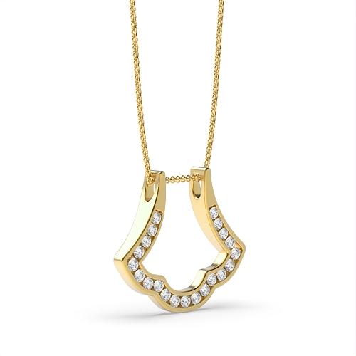 Channel Setting Round Yellow Gold Glint Designer Pendant Necklaces