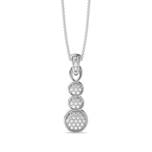 Pave Setting Round Platinum Three Circular Designer Pendant Necklaces