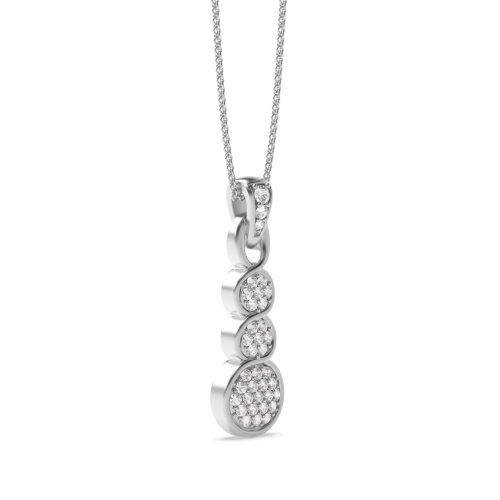 Pave Setting Round Platinum Three Circular Designer Pendant Necklaces
