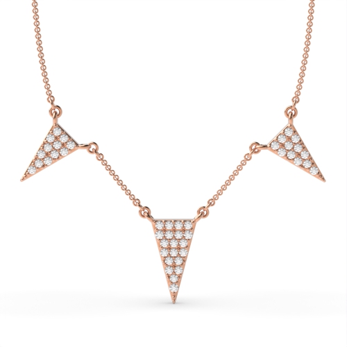4 Prong Round Rose Gold 3 triangle Designer Pendant Necklaces