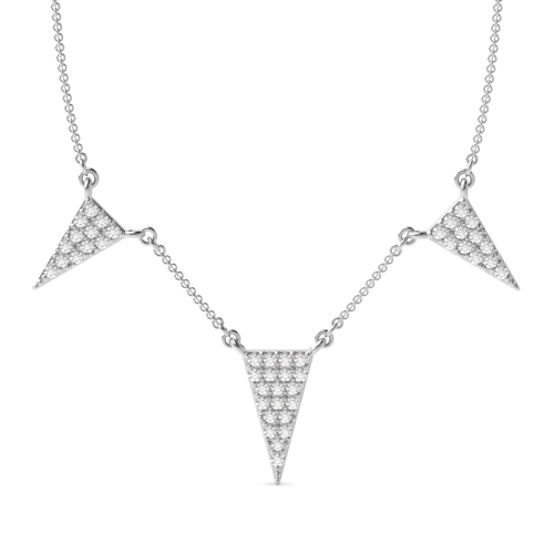 4 Prong Round Platinum 3 triangle Designer Pendant Necklaces