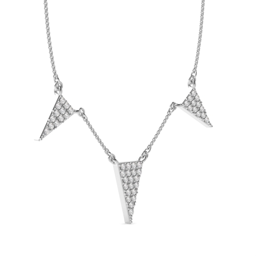 4 Prong Round Platinum 3 triangle Designer Pendant Necklaces