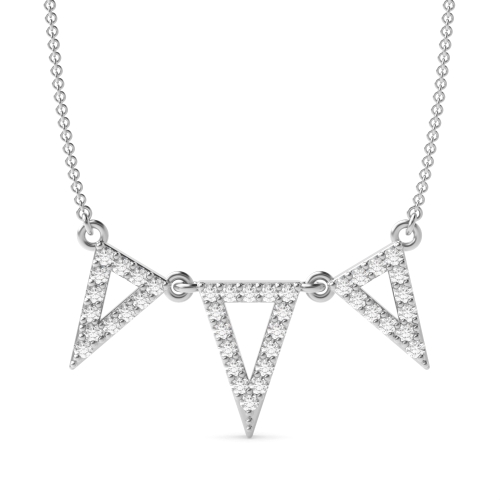 4 Prong Round Triple triangle Lab Grown Diamond Pendant Necklaces