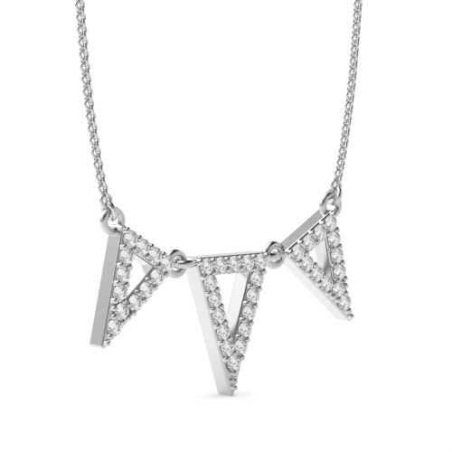 4 Prong Round Triple triangle Lab Grown Diamond Pendant Necklaces