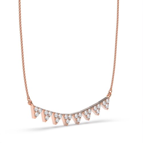 4 Prong Round Rose Gold Multi triangle Designer Pendant Necklaces