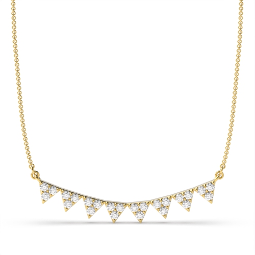 4 Prong Round Yellow Gold Multi triangle Designer Pendant Necklaces