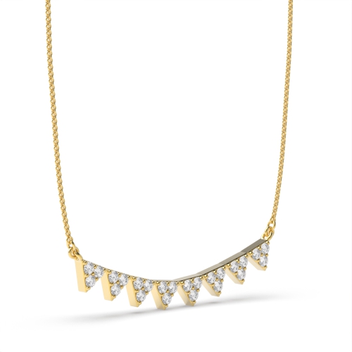 4 Prong Round Yellow Gold Multi triangle Designer Pendant Necklaces