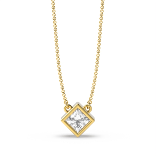 Bezel Setting Princess Yellow Gold Twilight Pendant Necklaces