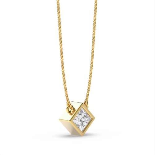 Bezel Setting Princess Yellow Gold Twilight Pendant Necklaces