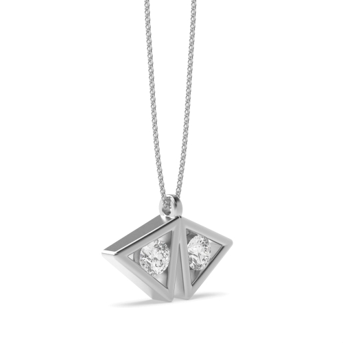 Channel Setting Round Triangle Pendant Necklaces