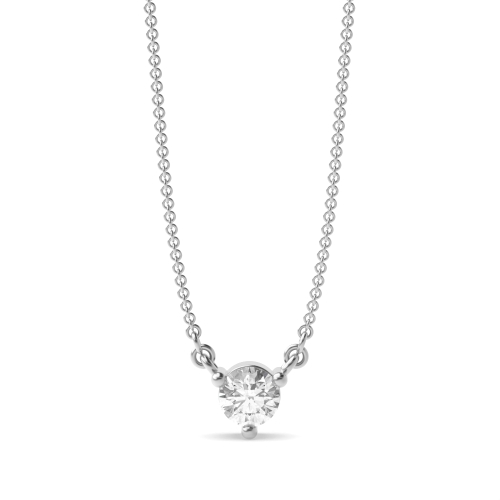 4 Prong Round Silver Triclaw Pendant Necklaces