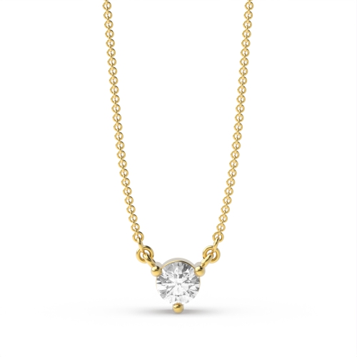 4 Prong Round Yellow Gold Triclaw Pendant Necklaces