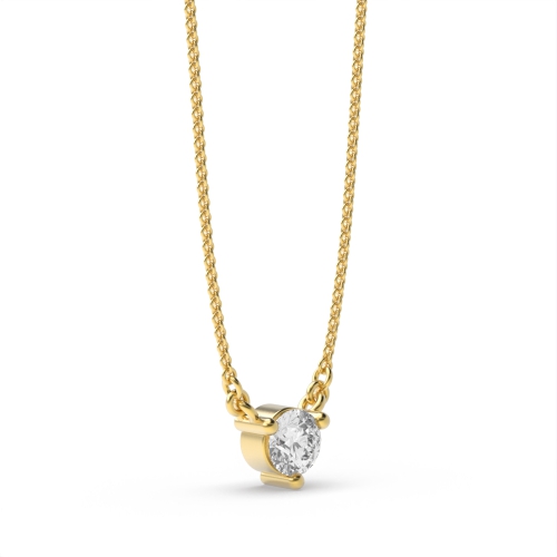 4 Prong Round Yellow Gold Triclaw Pendant Necklaces