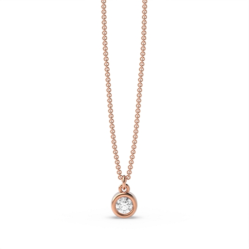 Bezel Setting Rose Gold Bright Pendant Necklaces