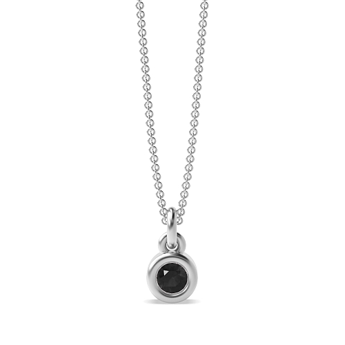 Bezel Setting Bright Black Diamond Pendant Necklaces