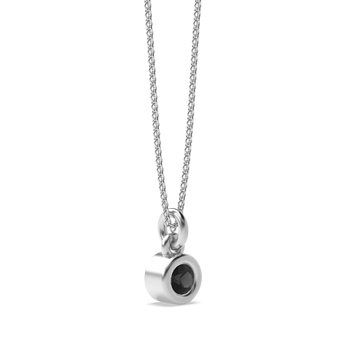 Bezel Setting Bright Black Diamond Pendant Necklaces