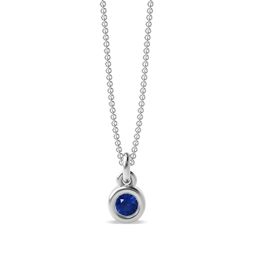 Bezel Setting Bright Blue Sapphire Pendant Necklaces