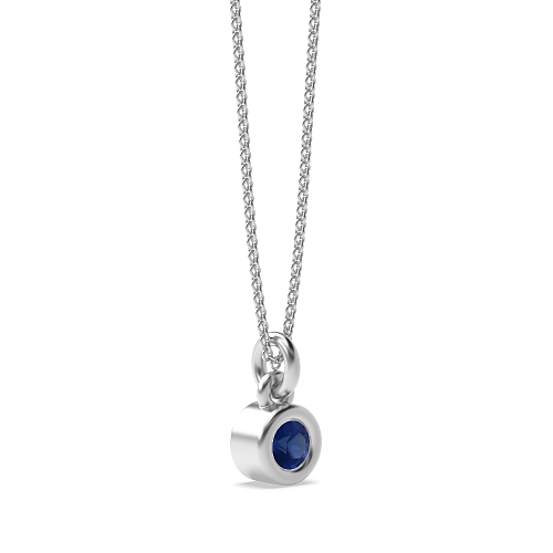 Bezel Setting Bright Blue Sapphire Pendant Necklaces