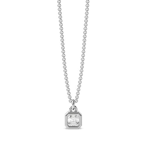 Bezel Setting Asscher Bright Solitaire Pendant Necklaces