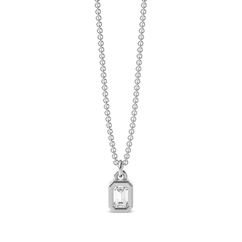 Bezel Setting Emerald Bright Pendant Necklaces