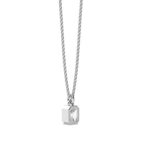 Bezel Setting Emerald Bright Pendant Necklaces
