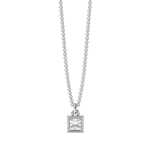 Bezel Setting Princess Bright Pendant Necklaces