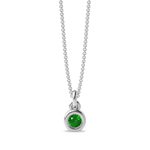 Bezel Setting Bright Emerald Pendant Necklaces