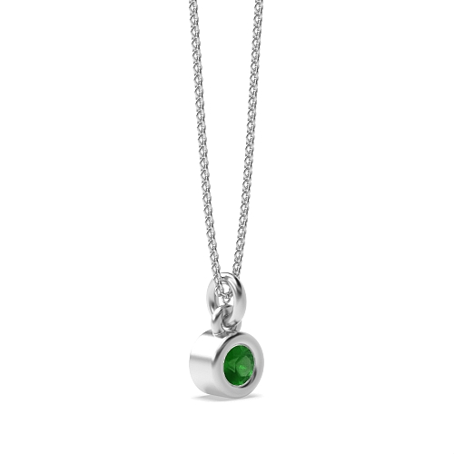 Bezel Setting Bright Emerald Pendant Necklaces