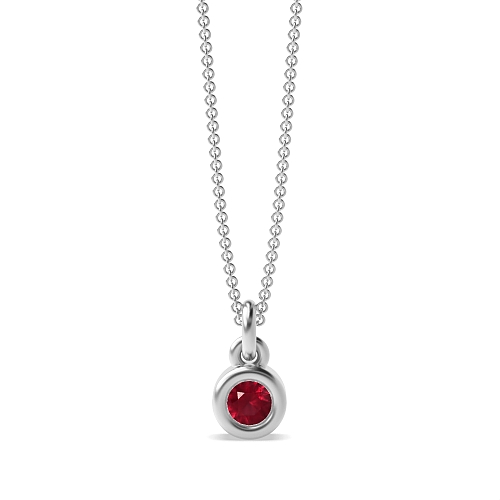 Bezel Setting Bright Ruby Pendant Necklaces