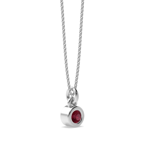 Bezel Setting Bright Ruby Pendant Necklaces